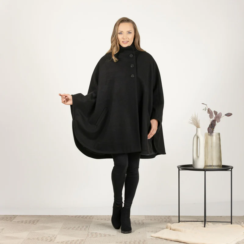 Oversized Wool Poncho Coat front view