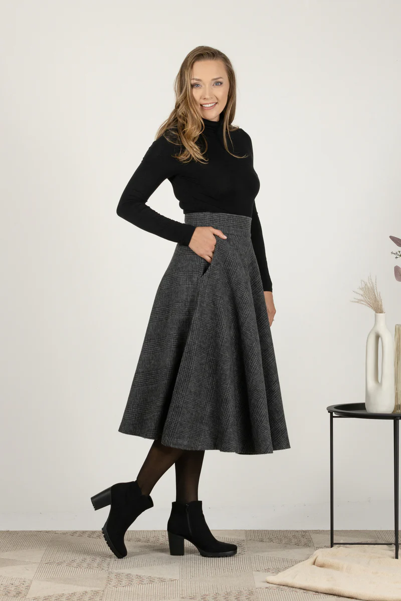Winter Wool Maxi Skirt front view