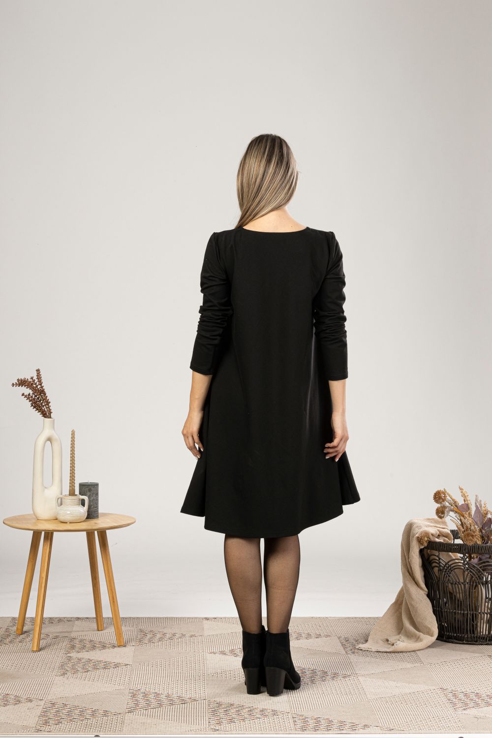 Back view of Everyday Italian wool midi dress