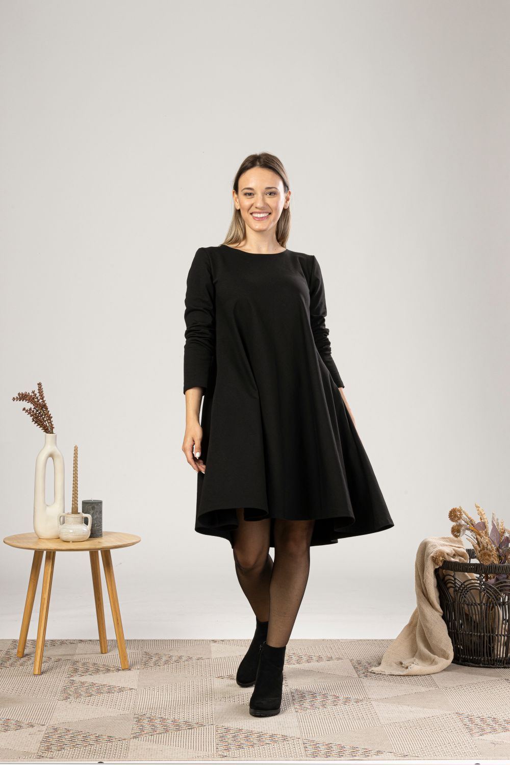 Soft wool midi dress for cold weather