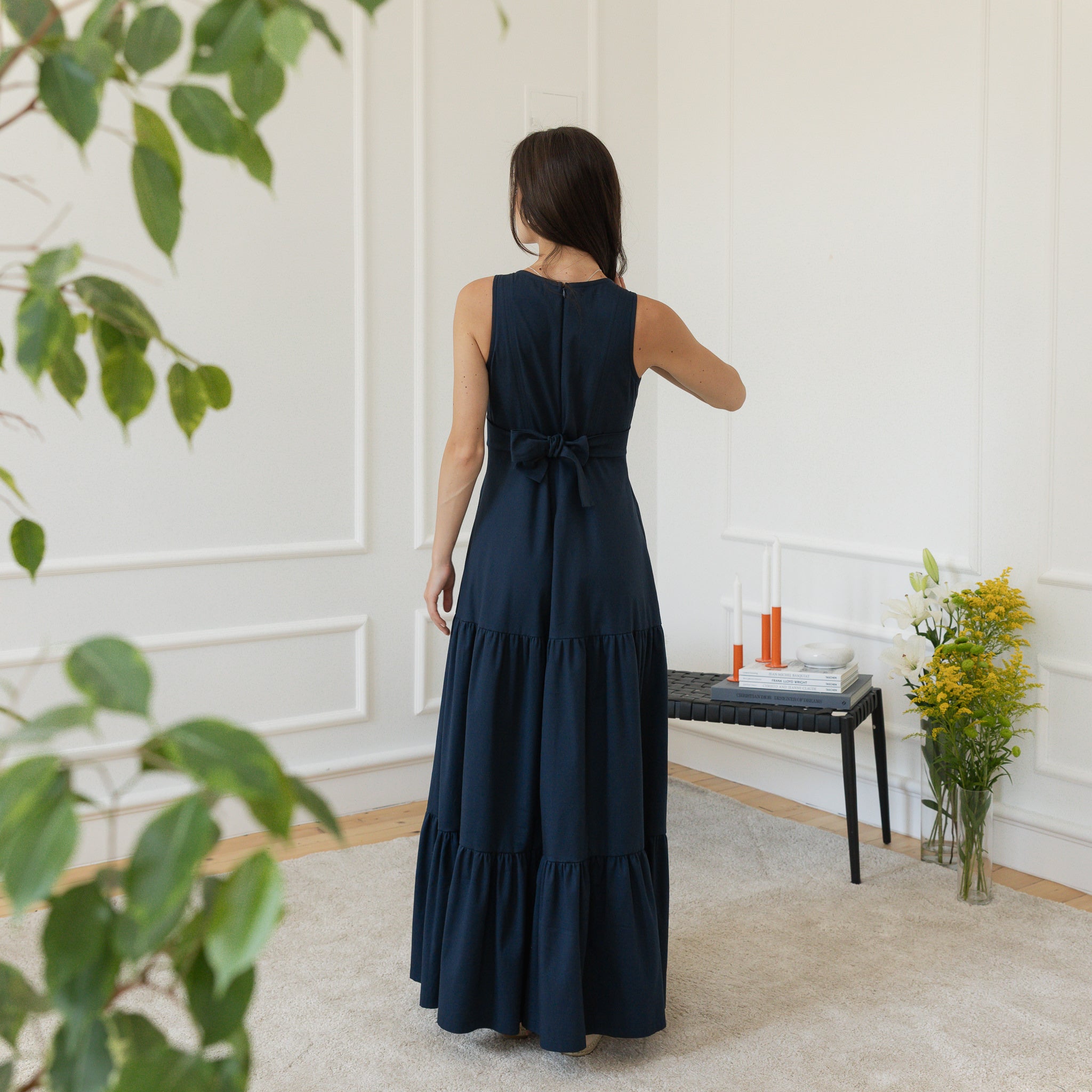 Back view of maxi cotton dress
