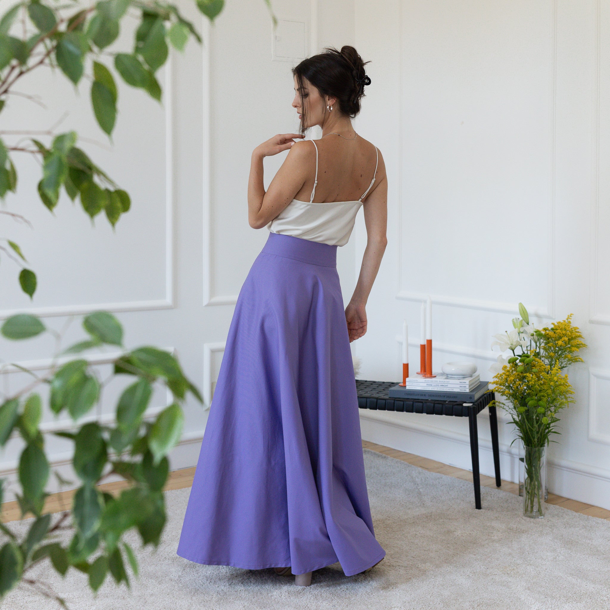 Back view of maxi cotton skirt