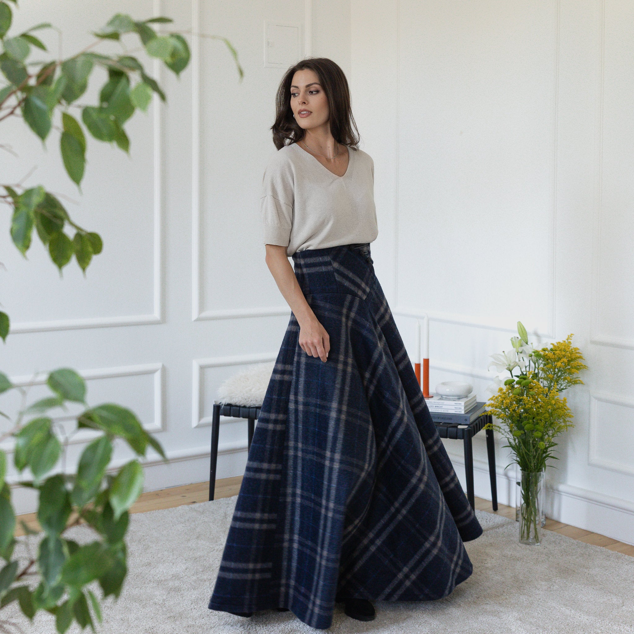 Maxi wool flared skirt