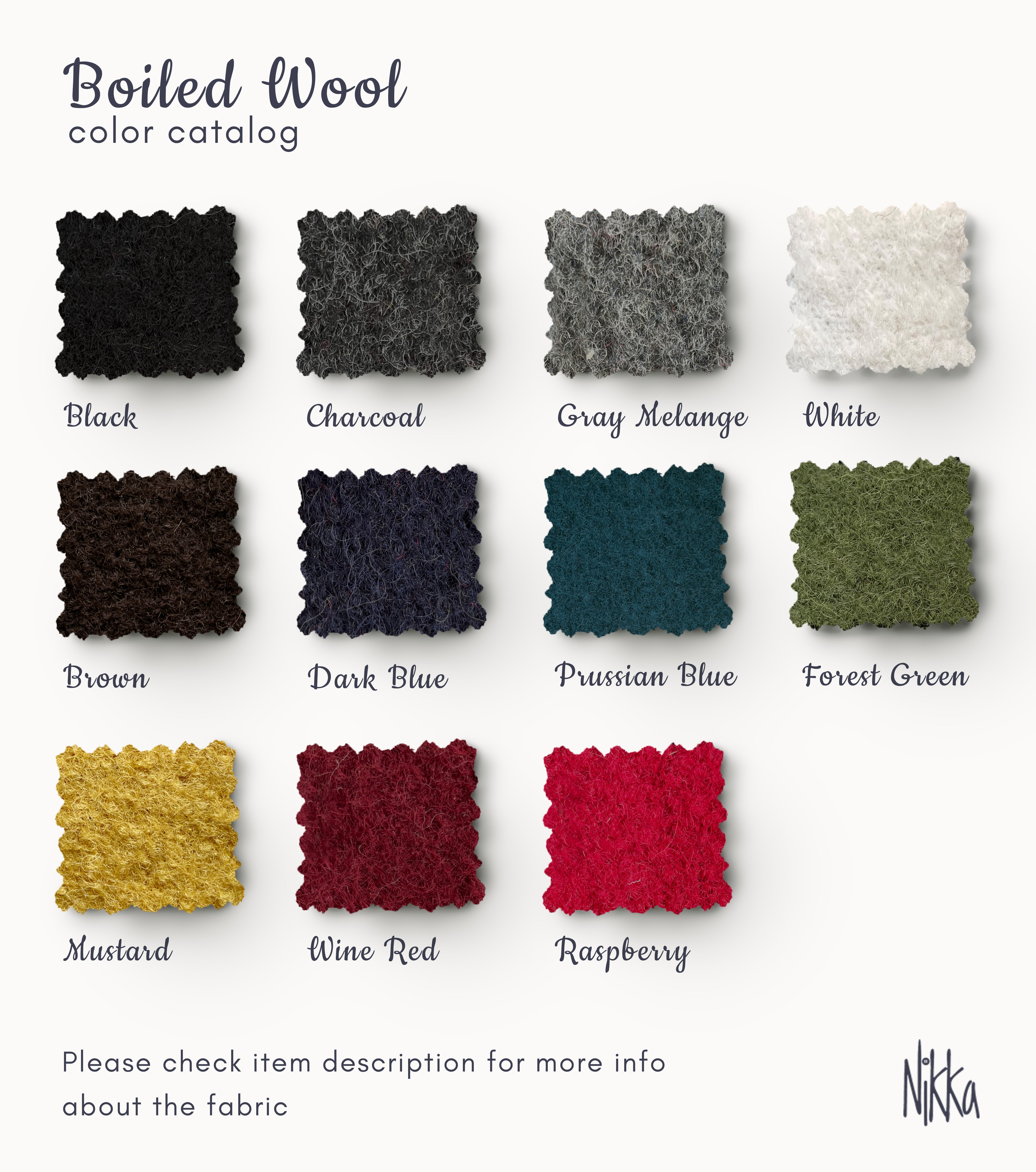 Fabric catalog of different boiled wool