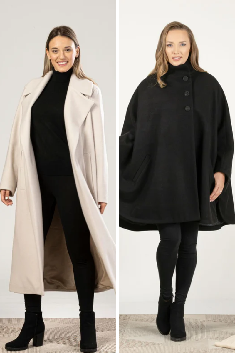Black & White wool coat duo

