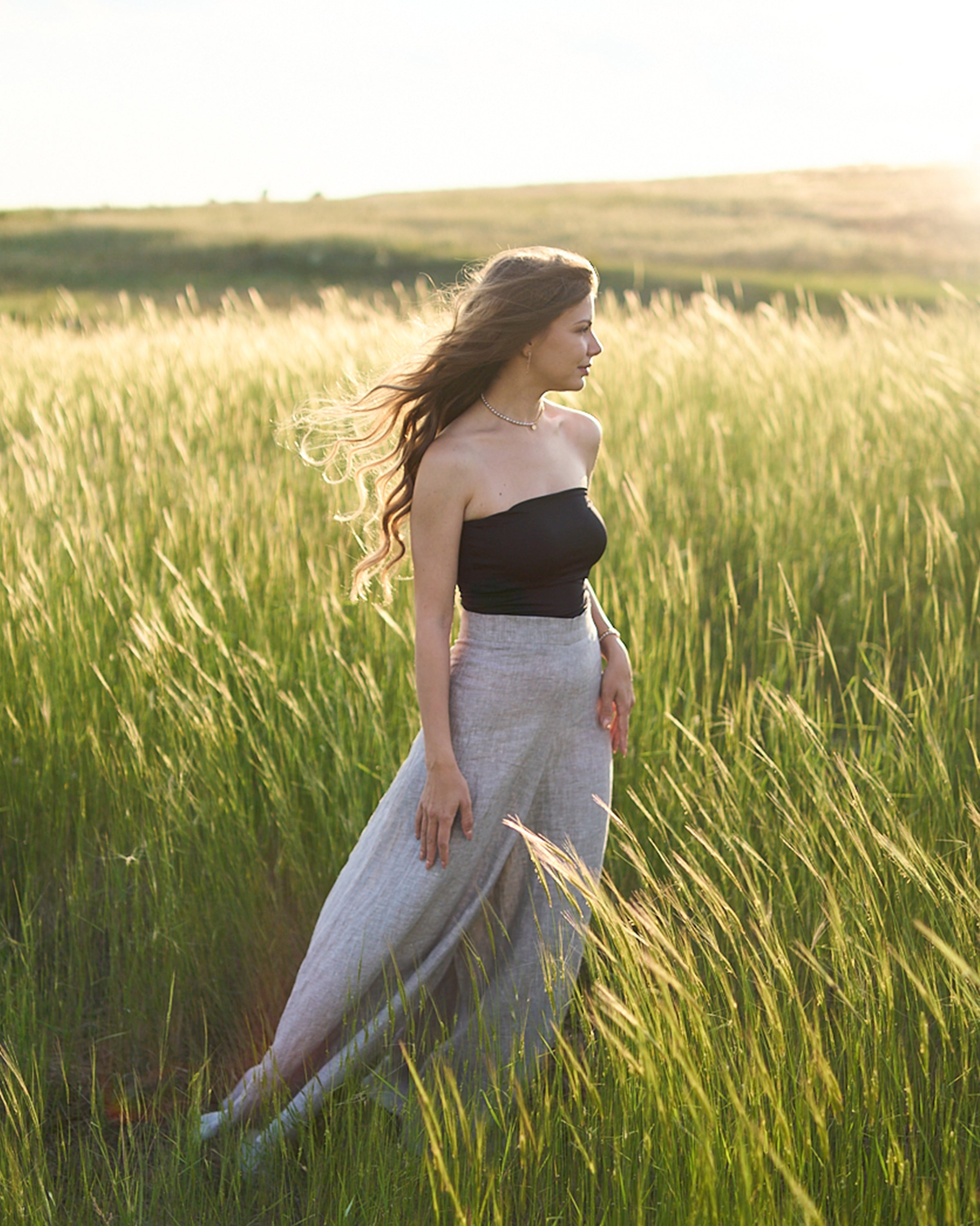Wide leg linen pants