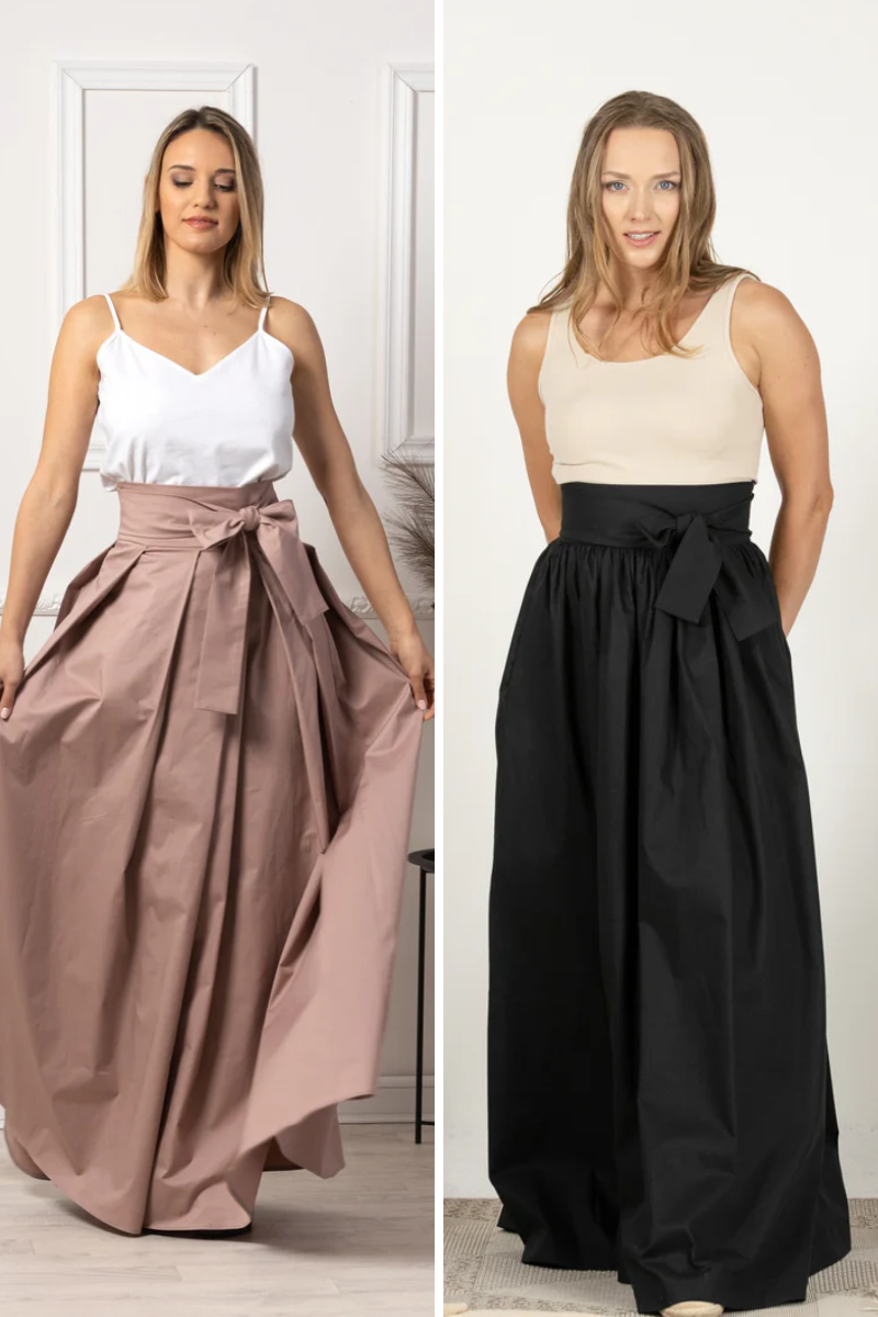 Front view of both Bow Duo skirts.

