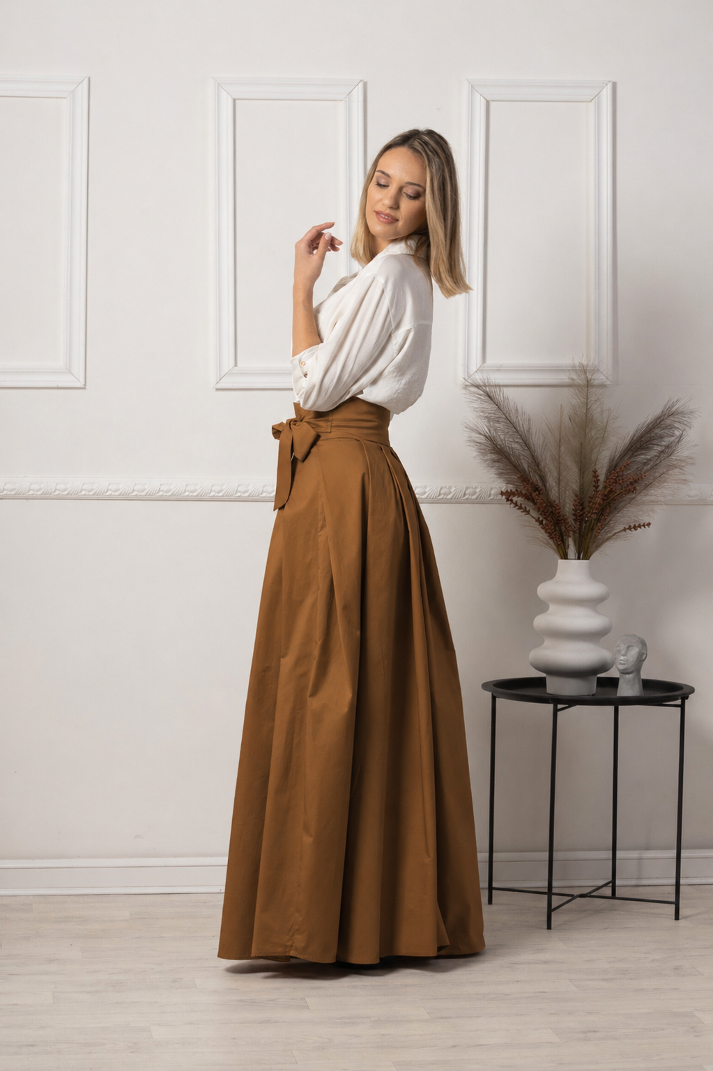 Brown maxi cotton skirt