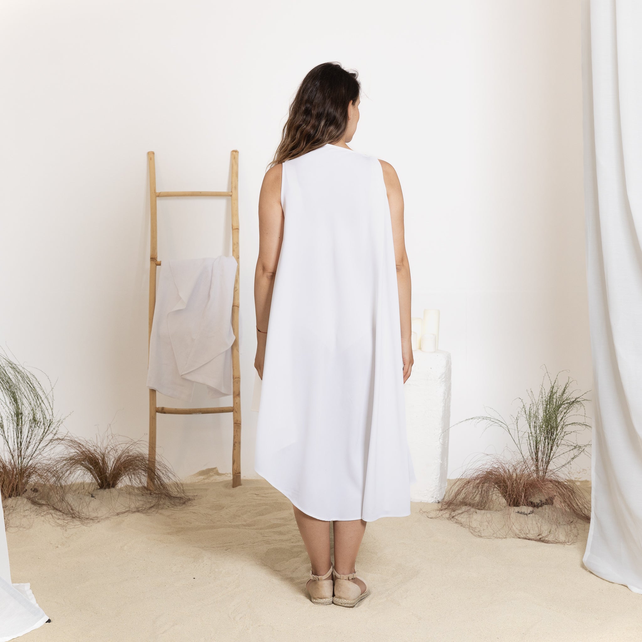 Back view of midi linen dress