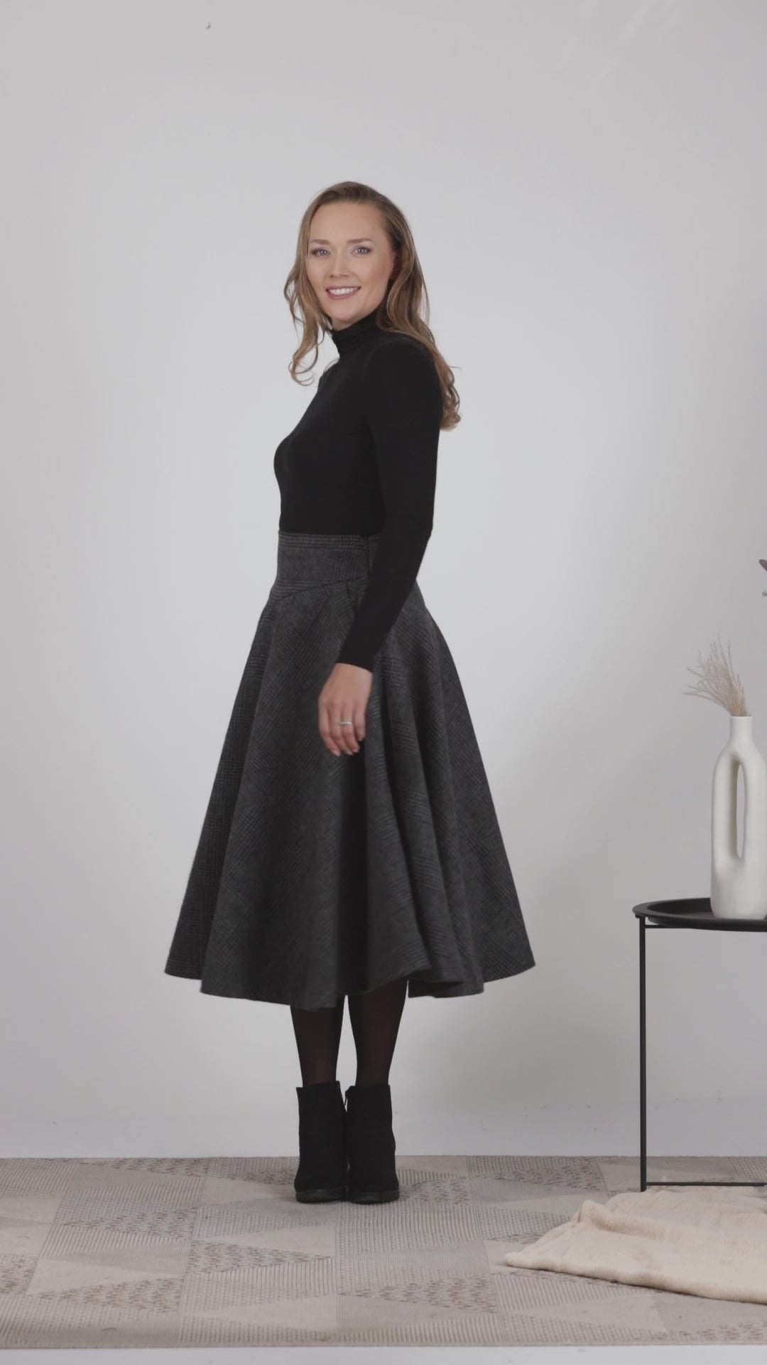 Full  of Wool Midi Flare Skirt