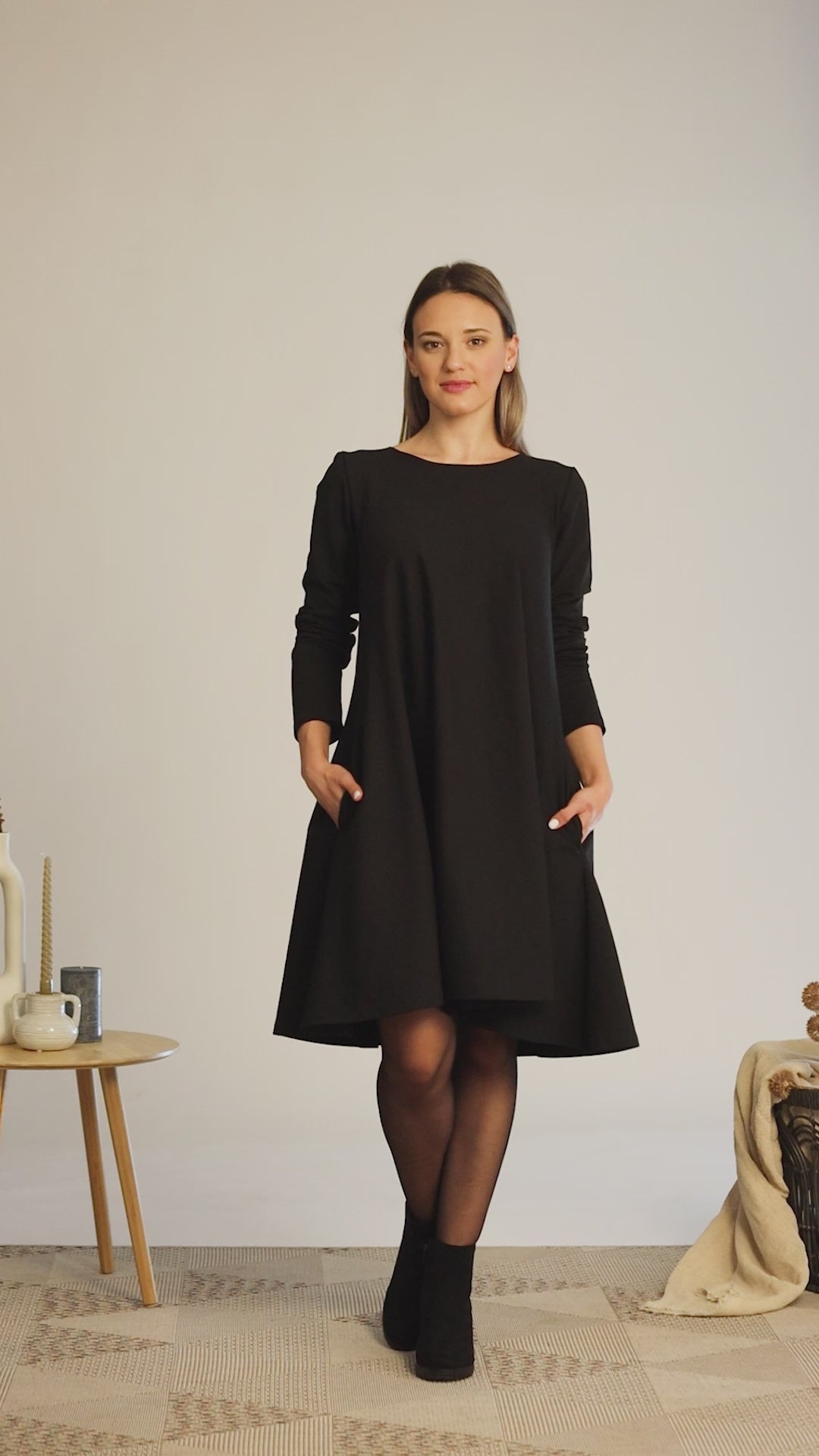Full view of Knee-length winter wool dress