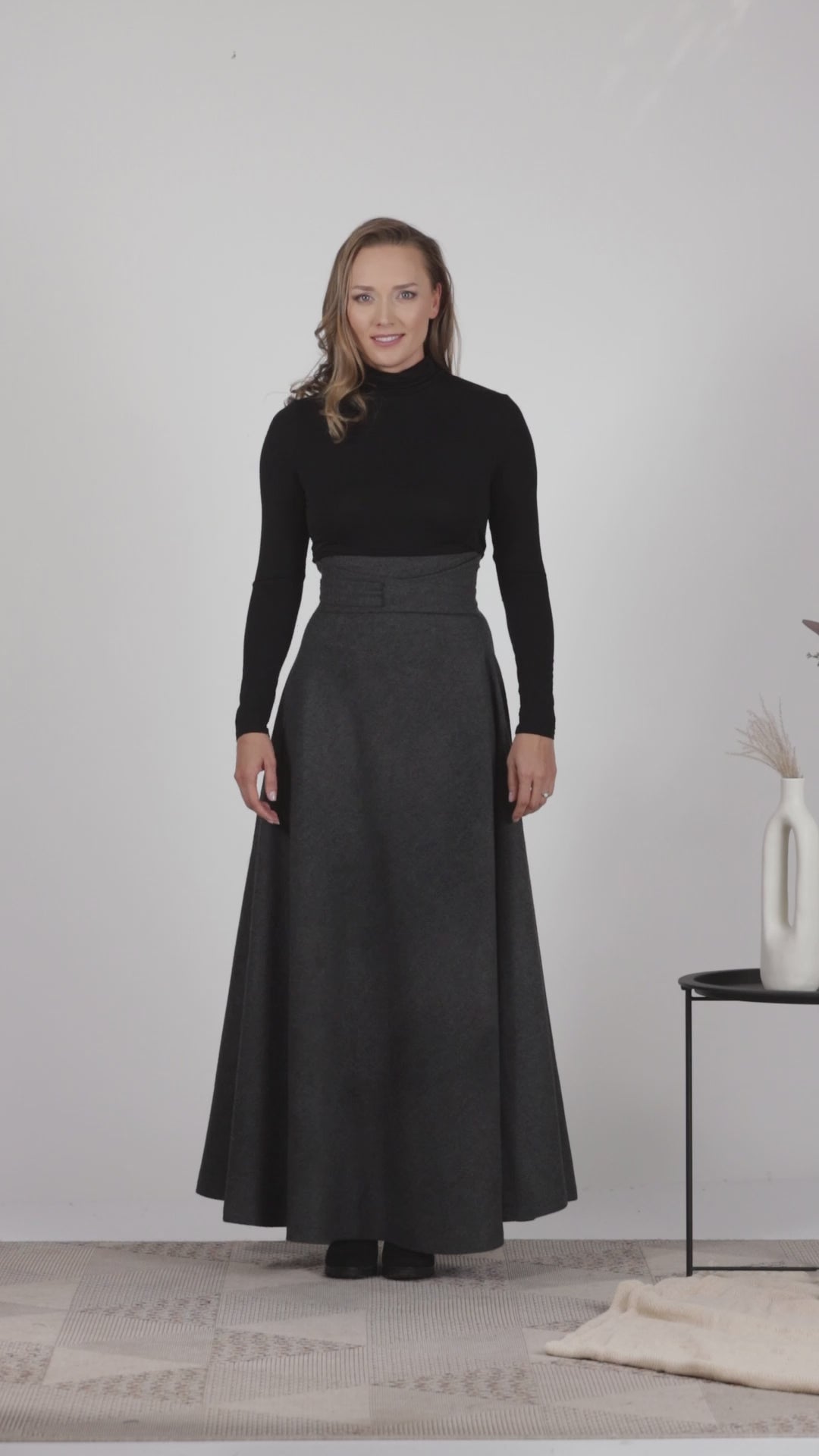 Full view of Wool Maxi Victorian Walking Skirt