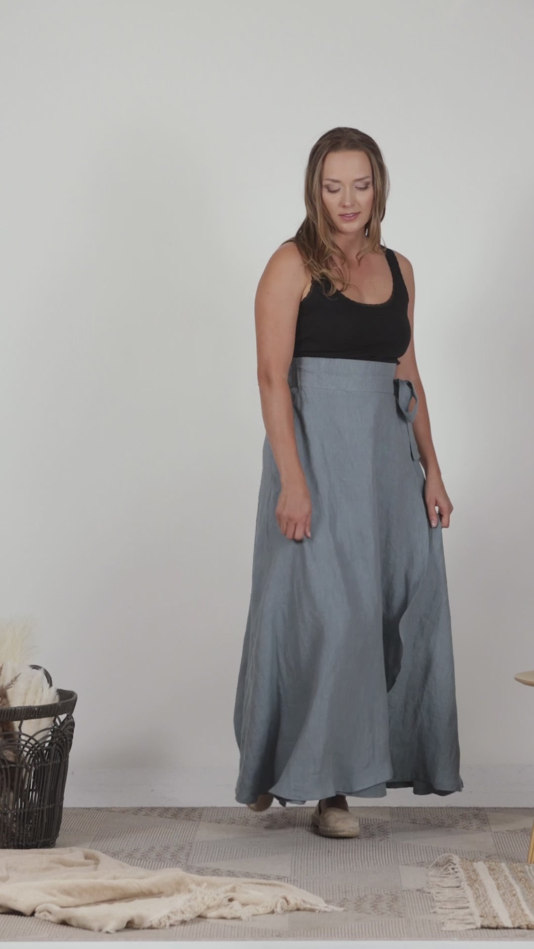 Full view of Linen Wrap Around Skirt