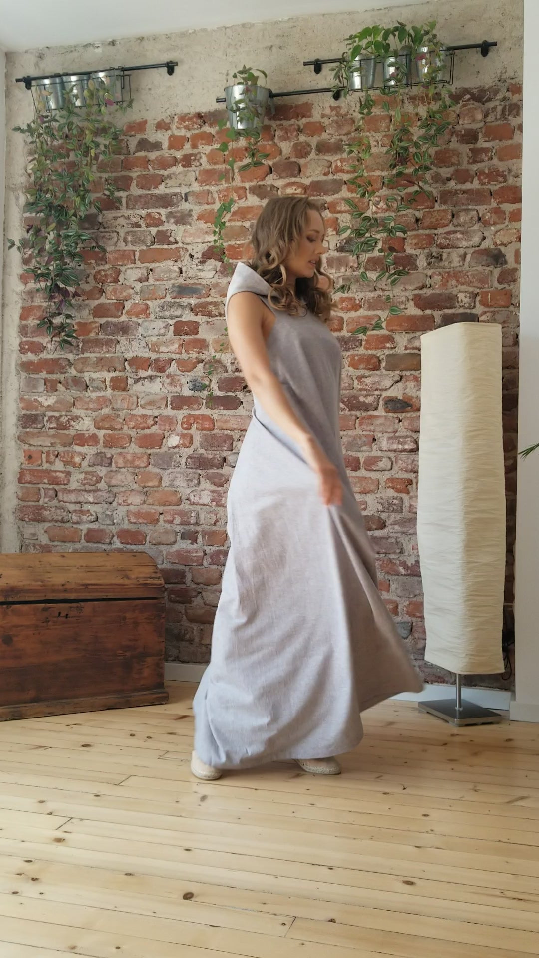 Complete design of Effortless Linen Maxi Hooded Dress