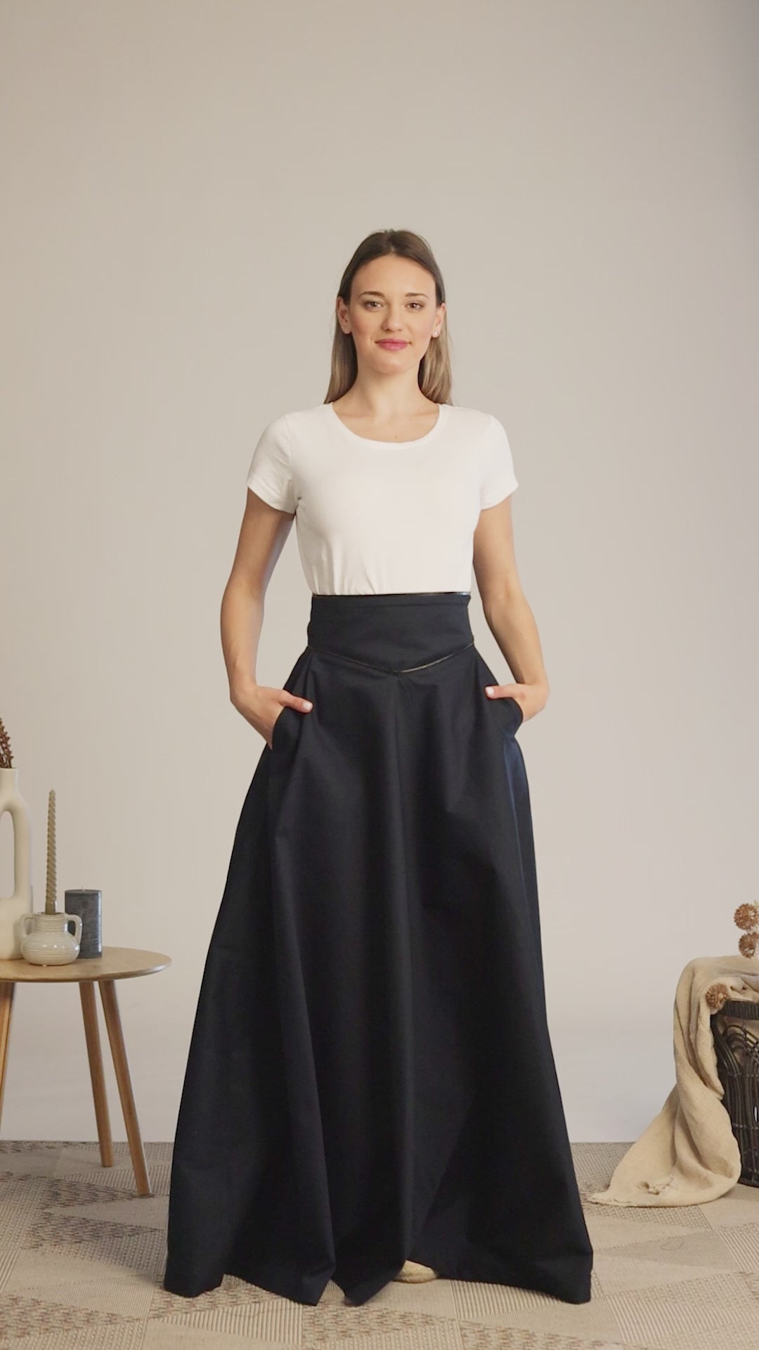Complete design of Dark Blue High Waist Victorian Skirt 