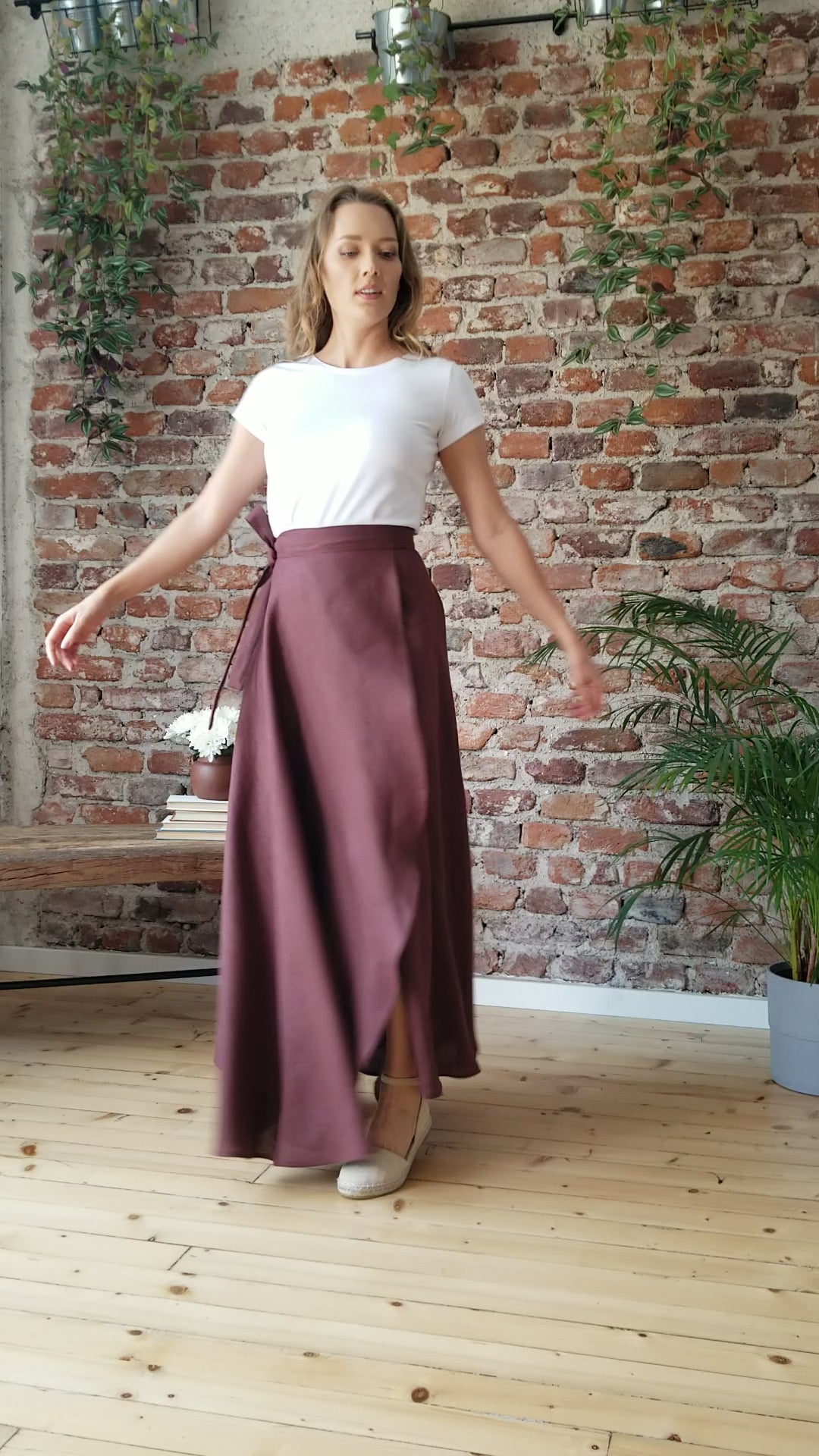 Fll view of Flowy Tulip Wrap Maxi Skirt