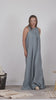 Full view of Flowy slate blue linen dress