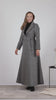 Complete design of Retro-style wool maxi coat with front buttons