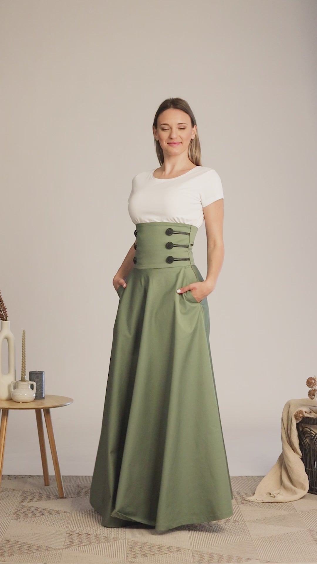 Complete design of High Waisted Empire Cotton Skirt