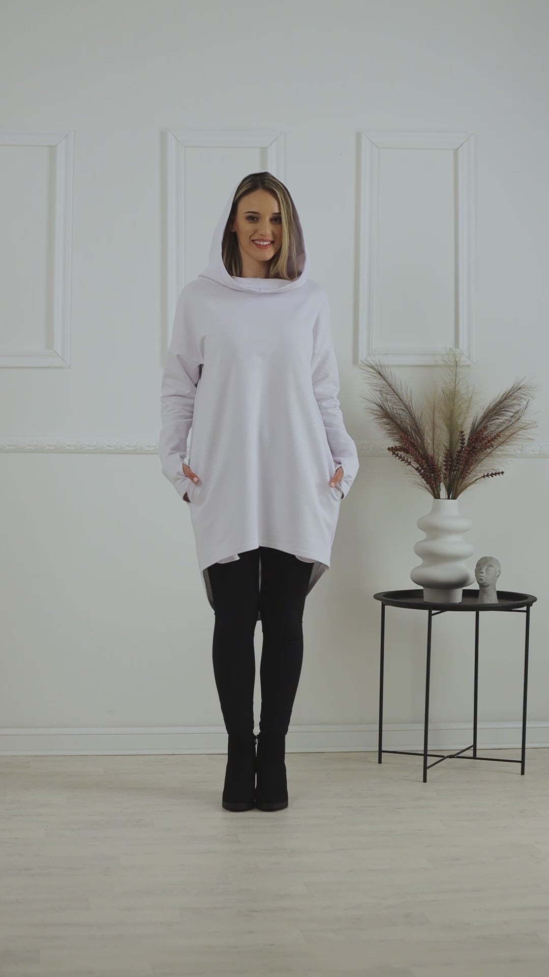 Full view of Quality Cotton White Hoodie