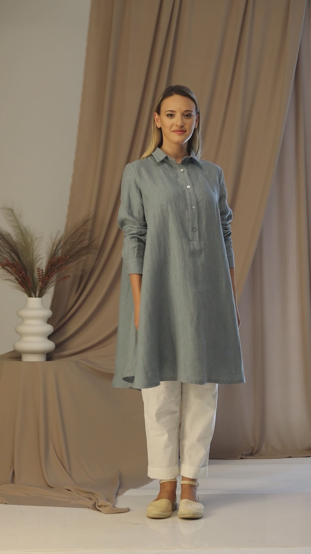 Complete design of Mid-Thigh Length Linen Tunic