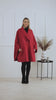 Full view of raspberry one-size off-white cape with relaxed drop shoulders
