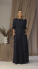 Complete design of Dark Blue Long Sleeve Linen Maxi Dress