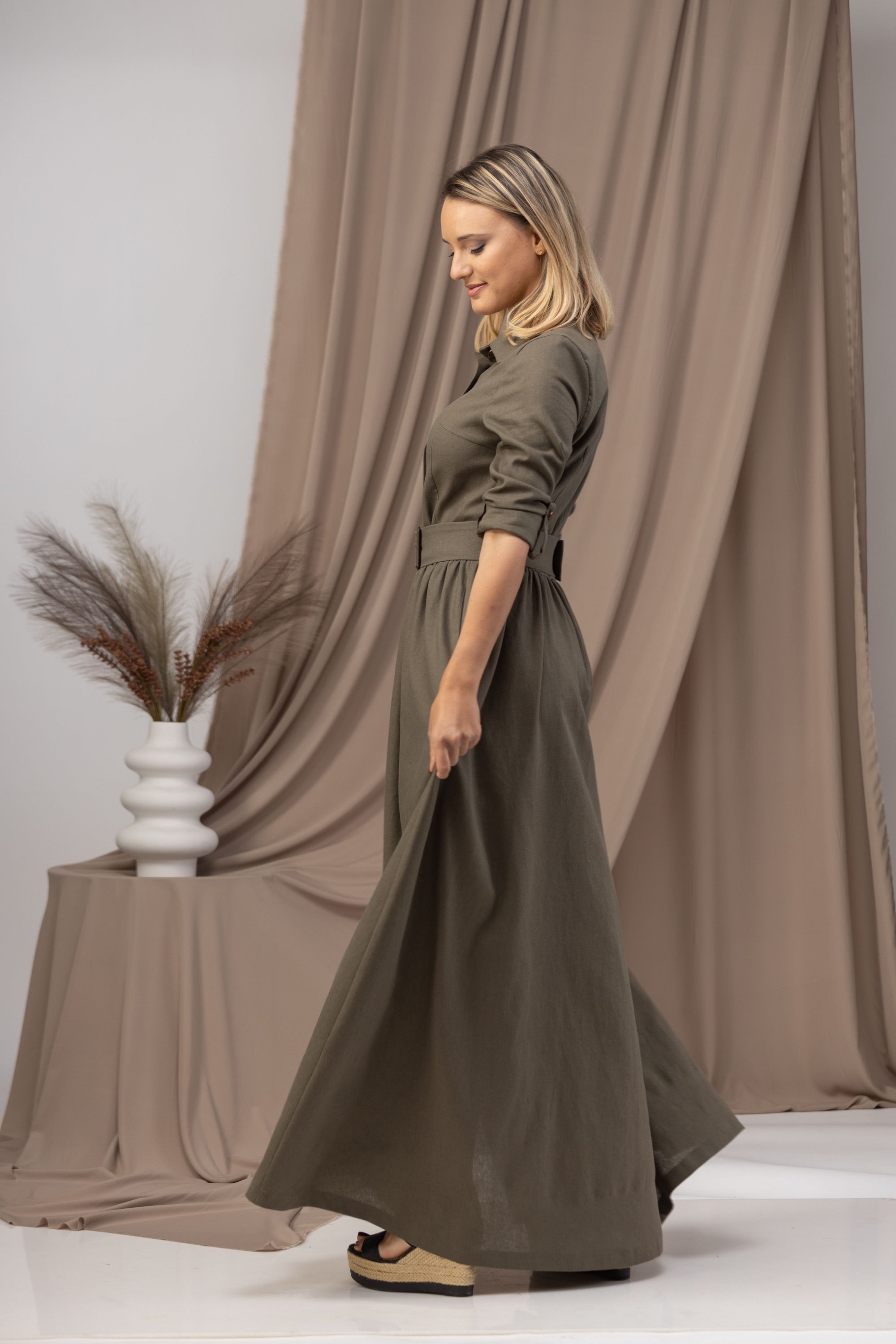 Summer Linen Maxi Belted Dress - from NikkaPlace | Effortless fashion for easy living