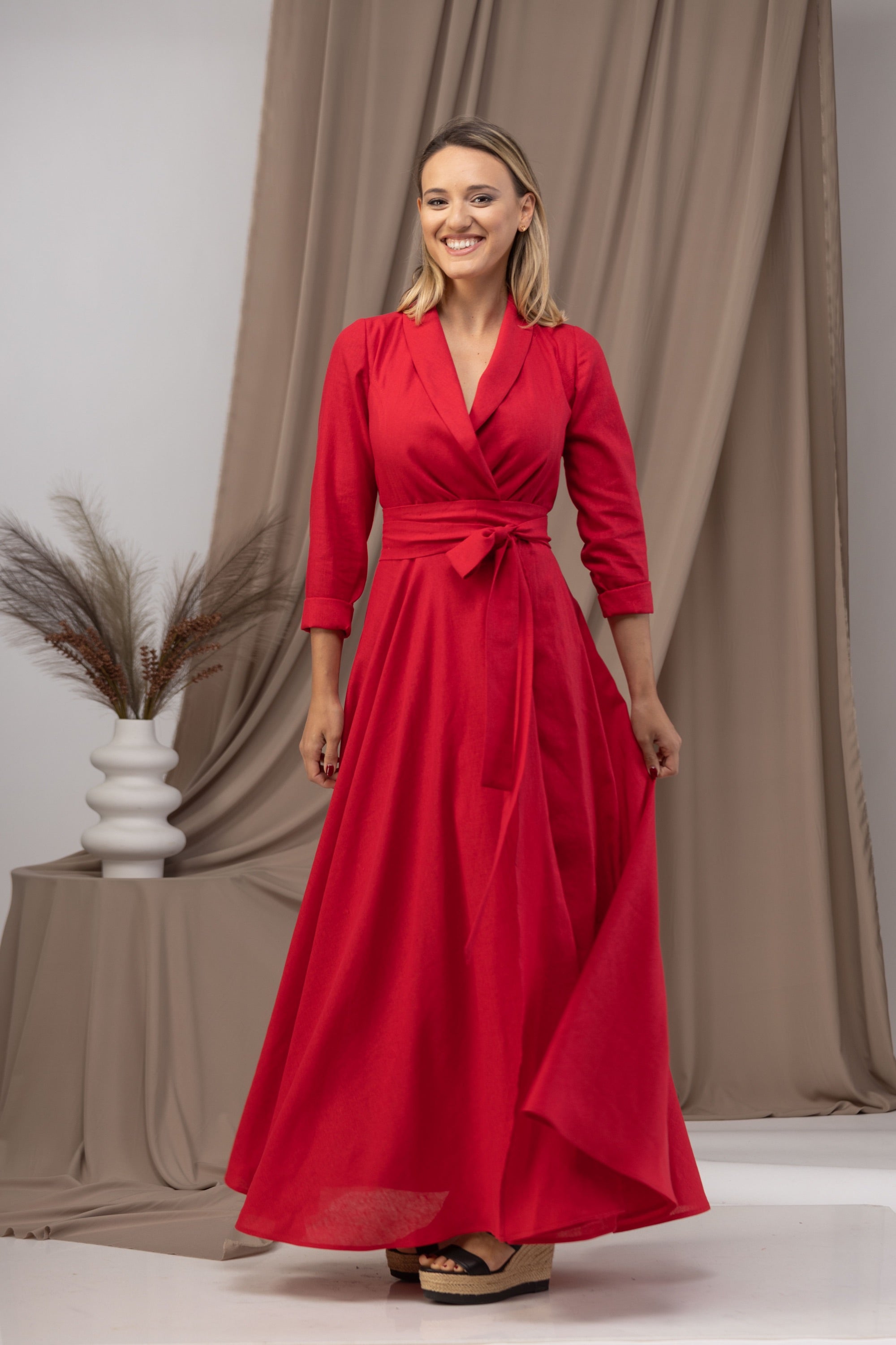 V-neck Wrap Maxi Dress - from NikkaPlace | Effortless fashion for easy living