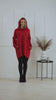 Complete design of Red oversized hoodie with thumb holes