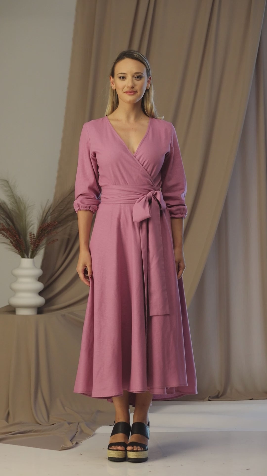 Full view of Linen Wrap Dress
